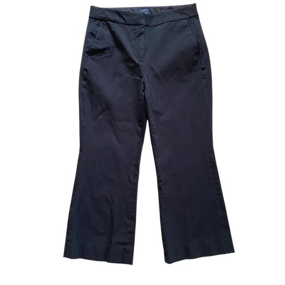 J. Crew Women's Size 8 Black Kelsey Cotton Blend Cropped Flare Pants Stretch - Picture 1 of 5